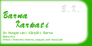 barna karpati business card